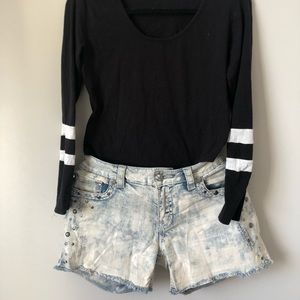 Miss me acid wash rhinestoned shorts